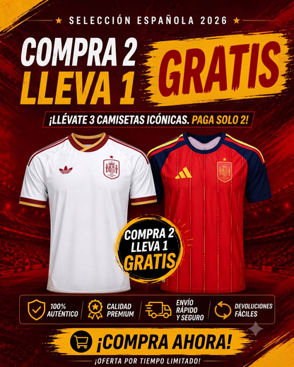 Camiseta de España Mundial 2026 – ¡COMPRA 2, LLEVA 1 GRATIS! ⚽🔥
